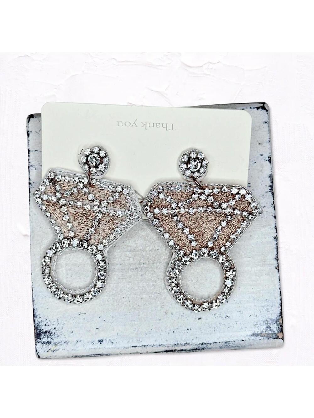 5671gc. Beaded Engagement Ring Earrings - Picture 3 of 7